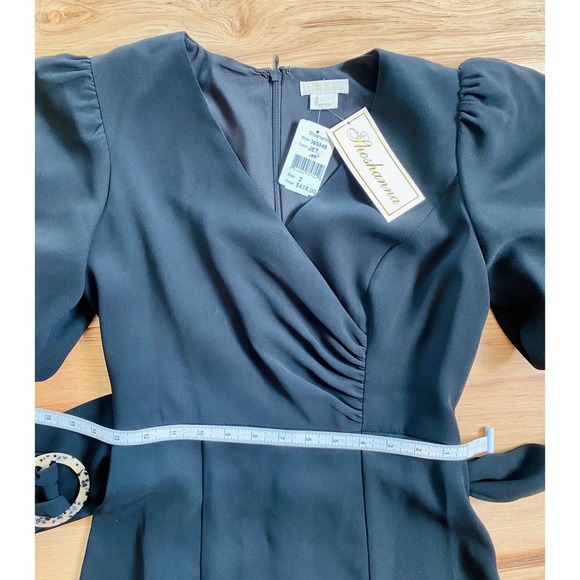Shoshanna Esmeralda Puff-Sleeve Crepe Dress in Jet Black sz 2 NWT - Picture 13 of 16